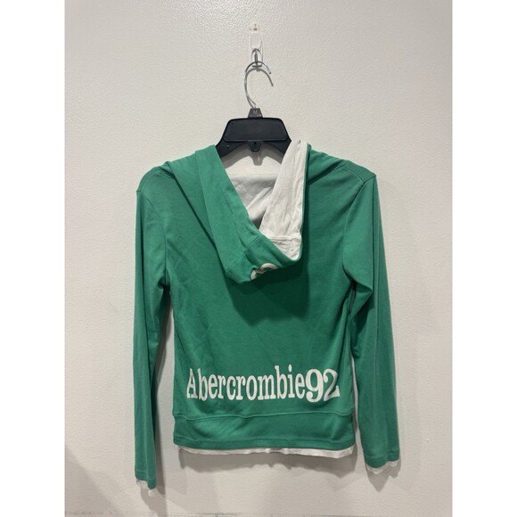 Vintage Y2K Abercrombie & Fitch Hoodie Women’s Green Hooded Sweatshirt Size S - Picture 7 of 8